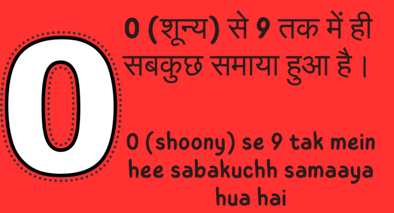 0 (शून्य) से 9 तक में ही सबकुछ समाया हुआ है। 0 (shoony) se 9 tak mein hee sabakuchh samaaya hua hai